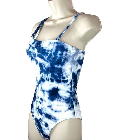 AEROPOSTALE 1 Piece Swimsuit in Blue and White tie dye Women's Small - Picture 4 of 10